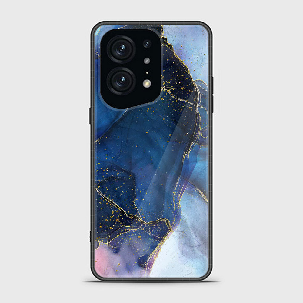 Oppo Find X5 Pro Blue Marble Series Premium Printed Glass soft Bumper shock Proof Case