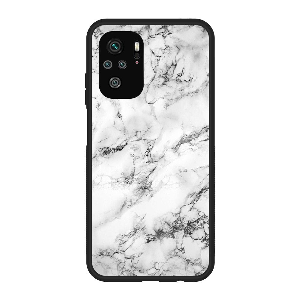 Xiaomi Redmi Note 10S - White Marble Series - Premium Printed Glass soft Bumper shock Proof Case