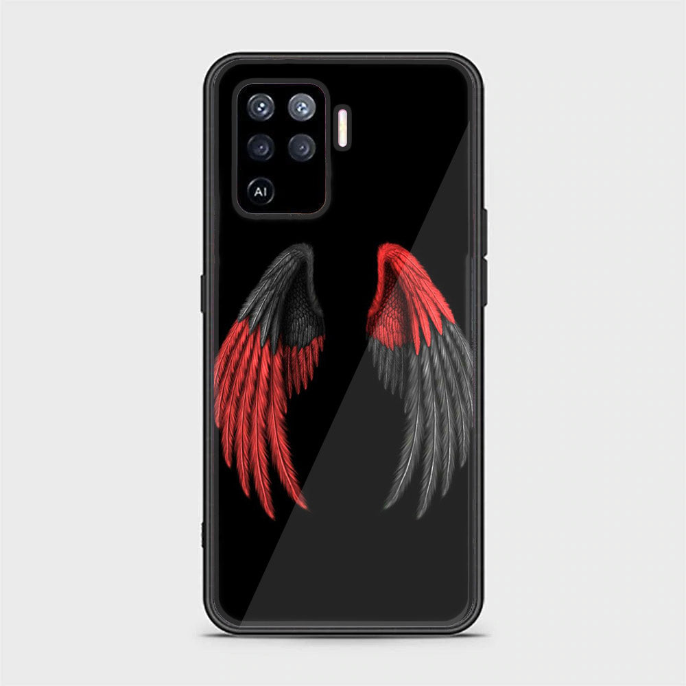 Oppo A94 - Angel Wings Series - Premium Printed Glass soft Bumper shock Proof Case