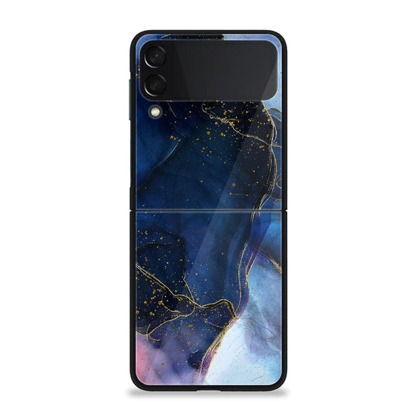 Galaxy Z Flip 3 - Blue Marble Design 7 - Premium Metal Printed soft Bumper shock Proof Case CS-39783