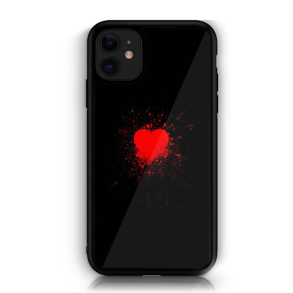 iPhone 11 Heart Series  Premium Printed Glass soft Bumper shock Proof Case