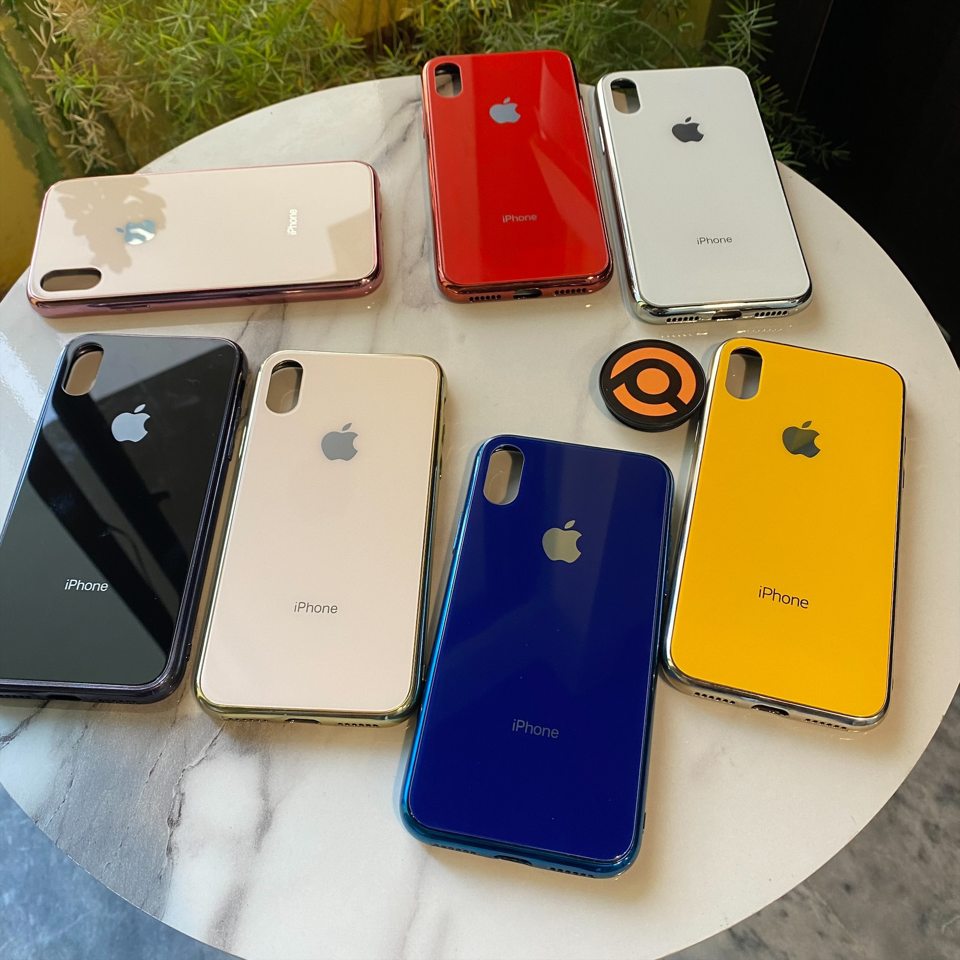 iPhone X/XS with Logo iPhone Premium Glass Back Tempered Glass Case