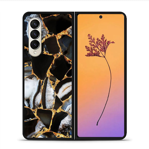 Samsung Galaxy Z Fold 4 - BLACK  Marble Design 5 - Premium Printed Glass soft Bumper shock Proof Case CS-13559 CS-16337