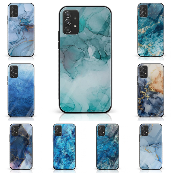 Galaxy A52s - Blue Marble Series - Premium Printed Glass soft Bumper shock Proof Case