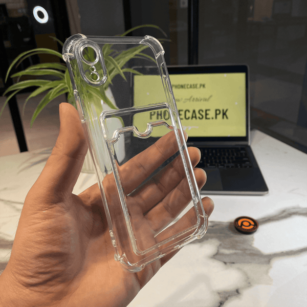iPhone XR Wallet Card Holder Transparent Slot ShockProof Case