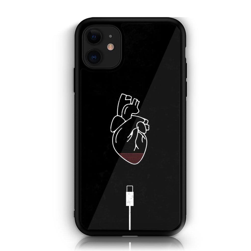 iPhone 11 Heart Series  Premium Printed Glass soft Bumper shock Proof Case