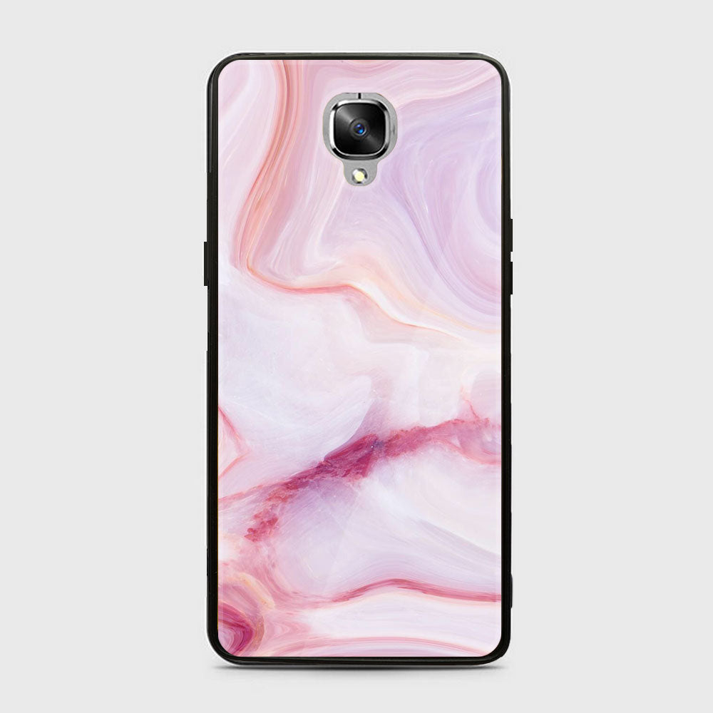 OnePlus 3/3T- Pink  Marble Series - Premium Printed Glass soft Bumper shock Proof Case