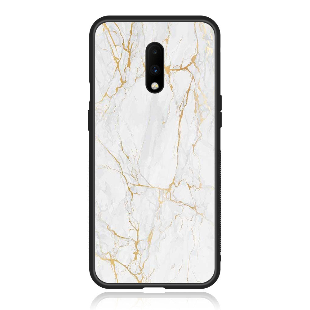 OnePlus 7 Pro - White Marble Series - Premium Printed Glass soft Bumper shock Proof Case