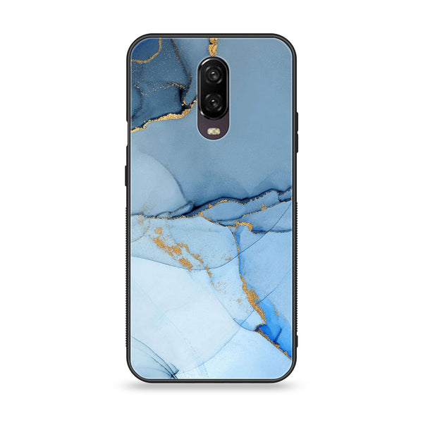 OnePlus 6T - Blue Marble Design 8 - Premium Printed Glass soft Bumper shock Proof Case CS-17397