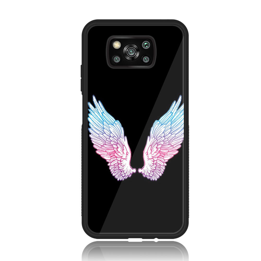 Xiaomi Poco X3 NFC - Angel Wing Series - Premium Printed Glass soft Bumper shock Proof Case
