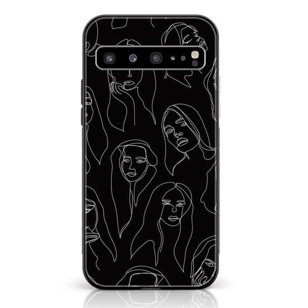 Samsung Galaxy S10 5G - Girl line Art Design 8 - Premium Printed Glass soft Bumper shock Proof Case CS-17085