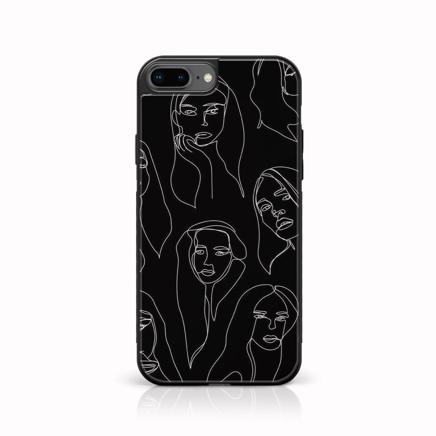 iPhone 7Plus  - Girl Line Art Series - Premium Printed Glass soft Bumper shock Proof Case