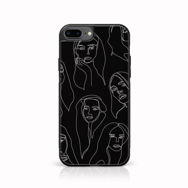 iPhone 7Plus  - Girl Line Art Design 8 - Premium Printed Glass soft Bumper shock Proof Case CS-17102