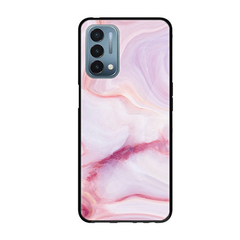 OnePlus Nord N200 5G - Pink Marble Series - Premium Printed Glass soft Bumper shock Proof Case