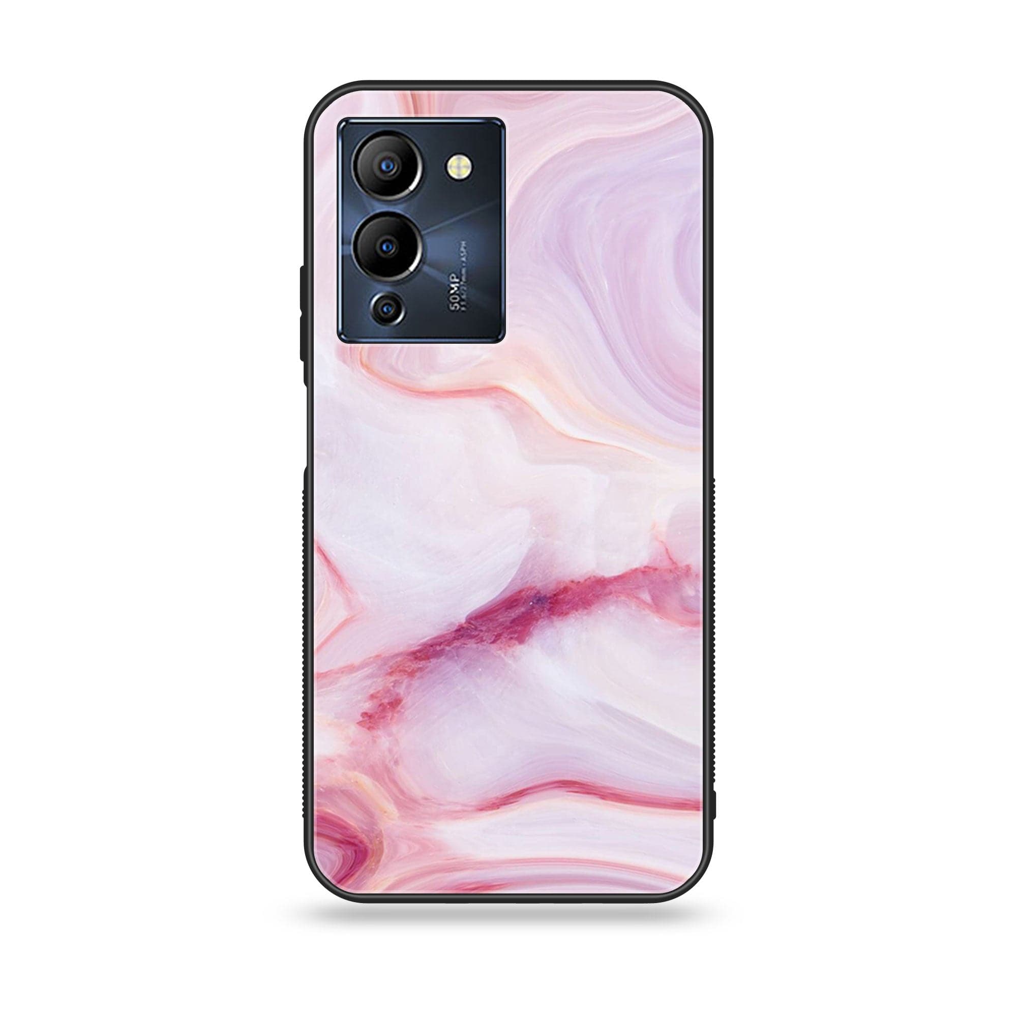 Infinix Note 12 G96 Pink Marble Series Premium Printed Glass soft Bumper shock Proof Case