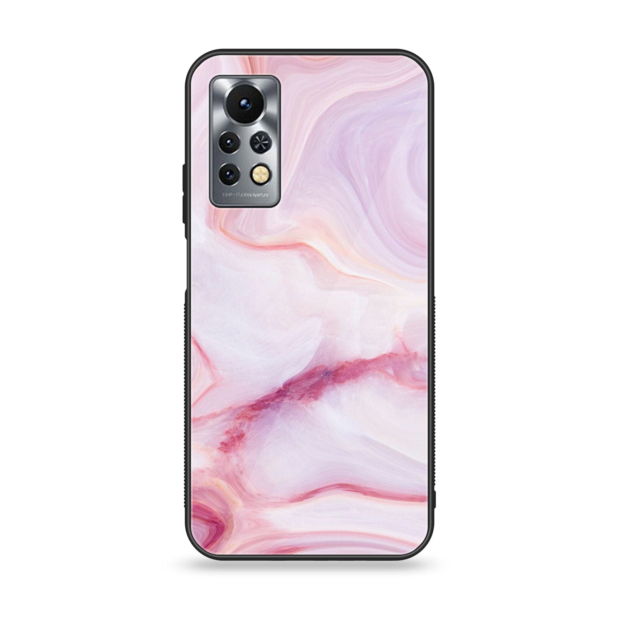 Infinix Note 11s - Pink Marble Series - Premium Printed Glass soft Bumper shock Proof Case