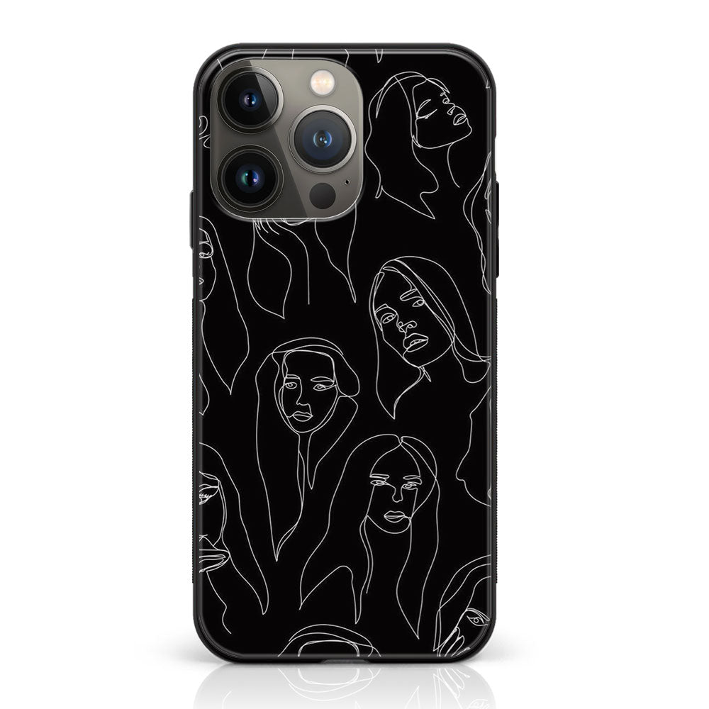 iPhone 12 Pro  - Girl Line Art Series - Premium Metal Printed soft Bumper shock Proof Case