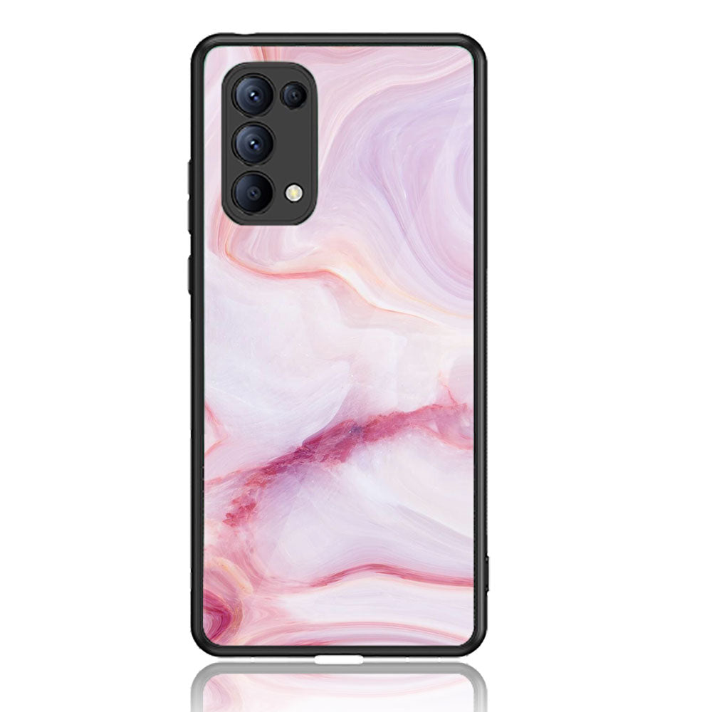 Oppo Reno 5 - Pink Marble Series - Premium Printed Glass soft Bumper shock Proof Case
