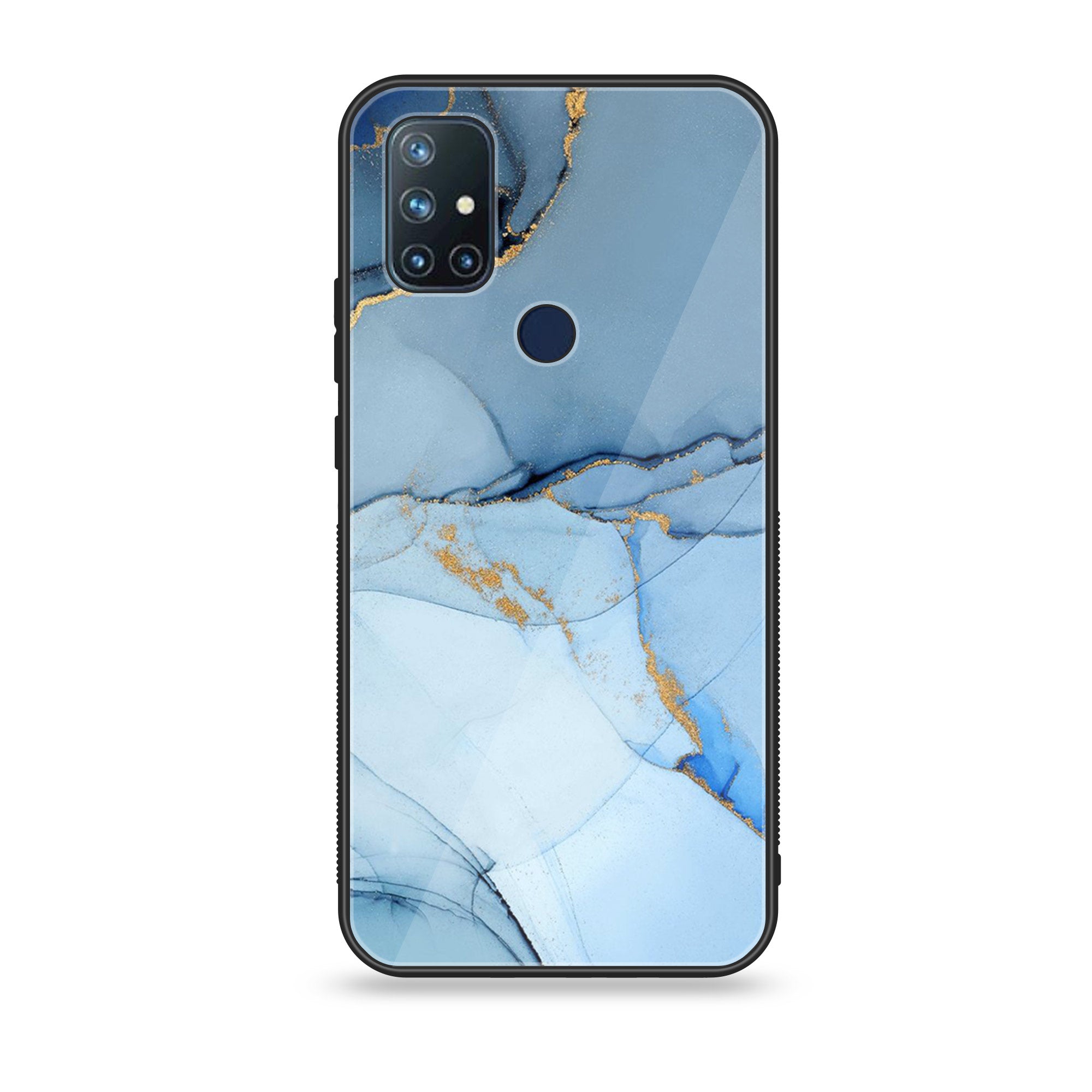 OnePlus Nord N10- Blue Marble Series - Premium Printed Glass soft Bumper shock Proof Case