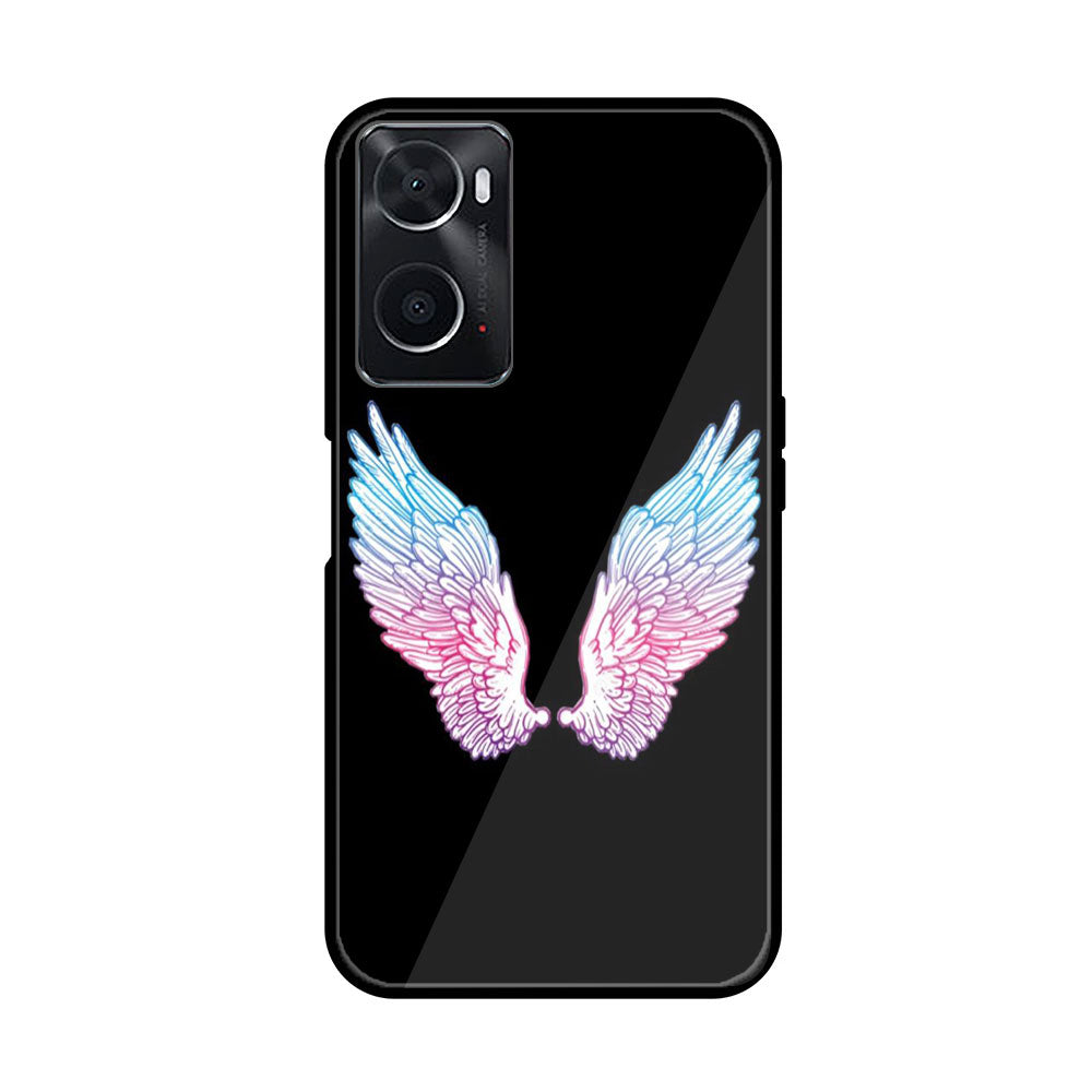 Oppo A36 Angel Wings Series  Premium Printed Glass soft Bumper shock Proof Case