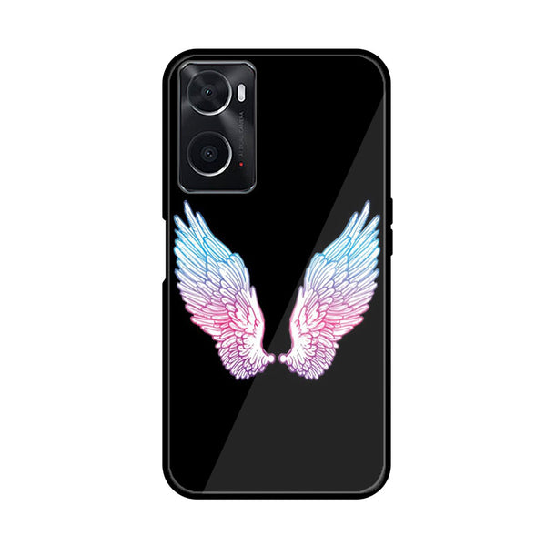 Oppo A36 Angel Wings Series   Design 8 Premium Printed Glass soft Bumper shock Proof Case  CS-19975