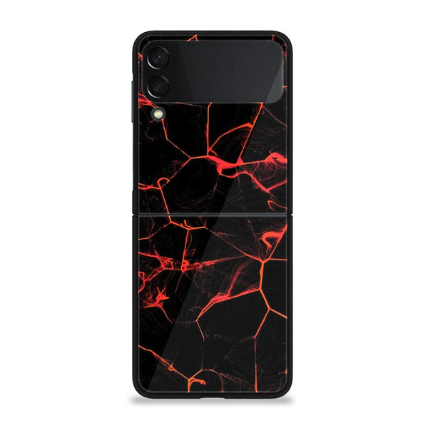 Galaxy Z Flip 3 - Black Marble Design 8  - Premium Metal Printed soft Bumper shock Proof Case  CS-38170