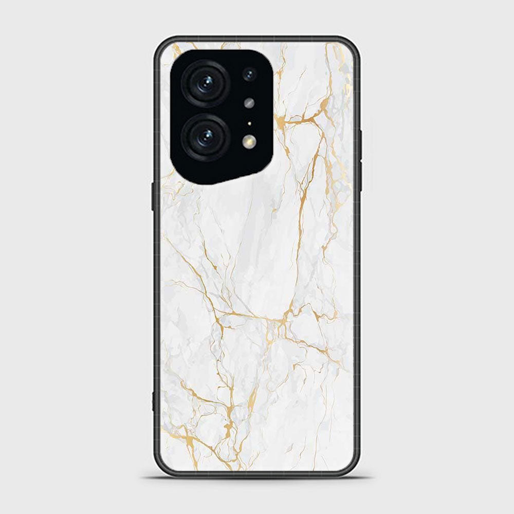 Oppo Find X5 White Marble Series Premium Printed Glass soft Bumper shock Proof Case