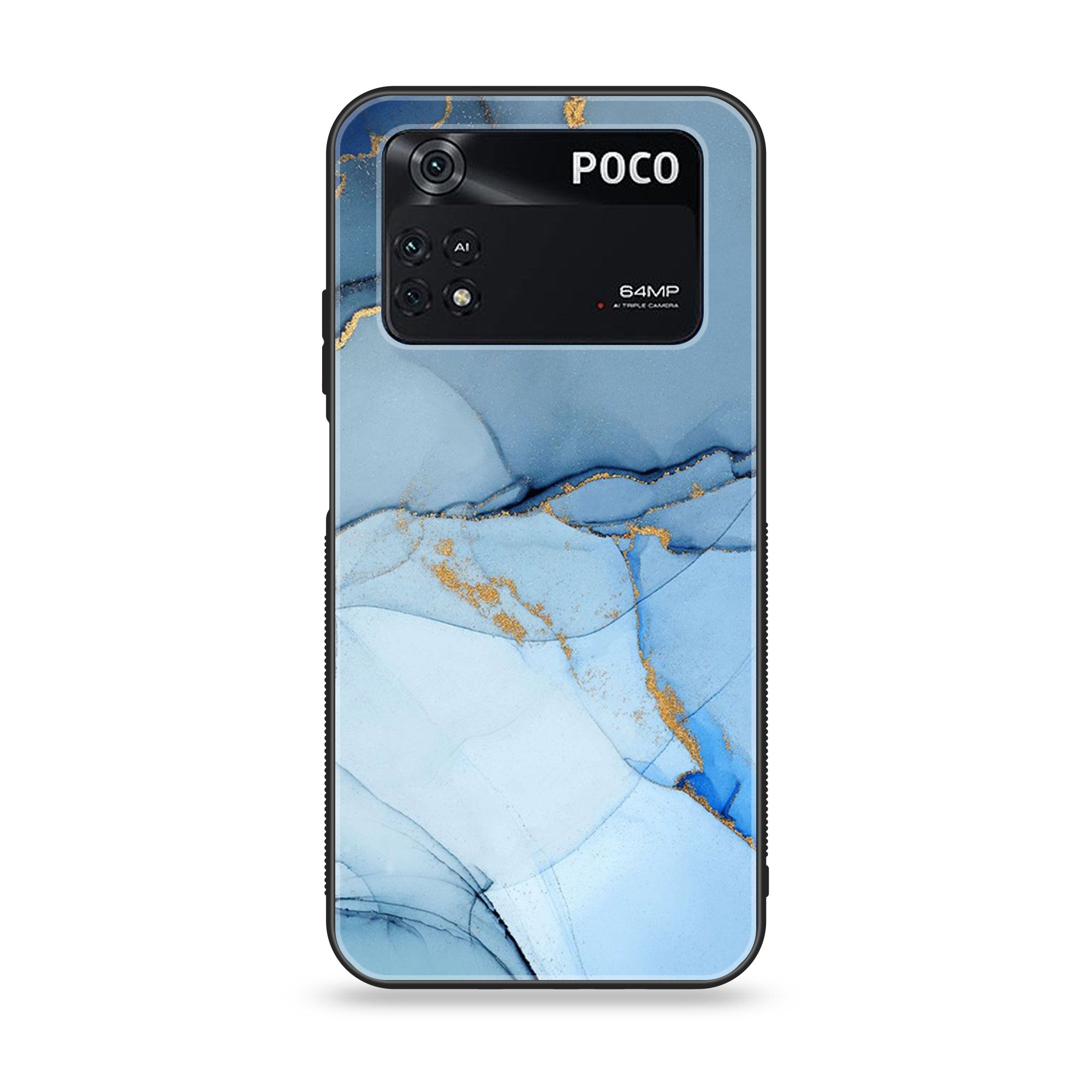 Xiaomi Poco M4 Pro 4G- Blue Marble Series - Premium Printed Glass soft Bumper shock Proof Case