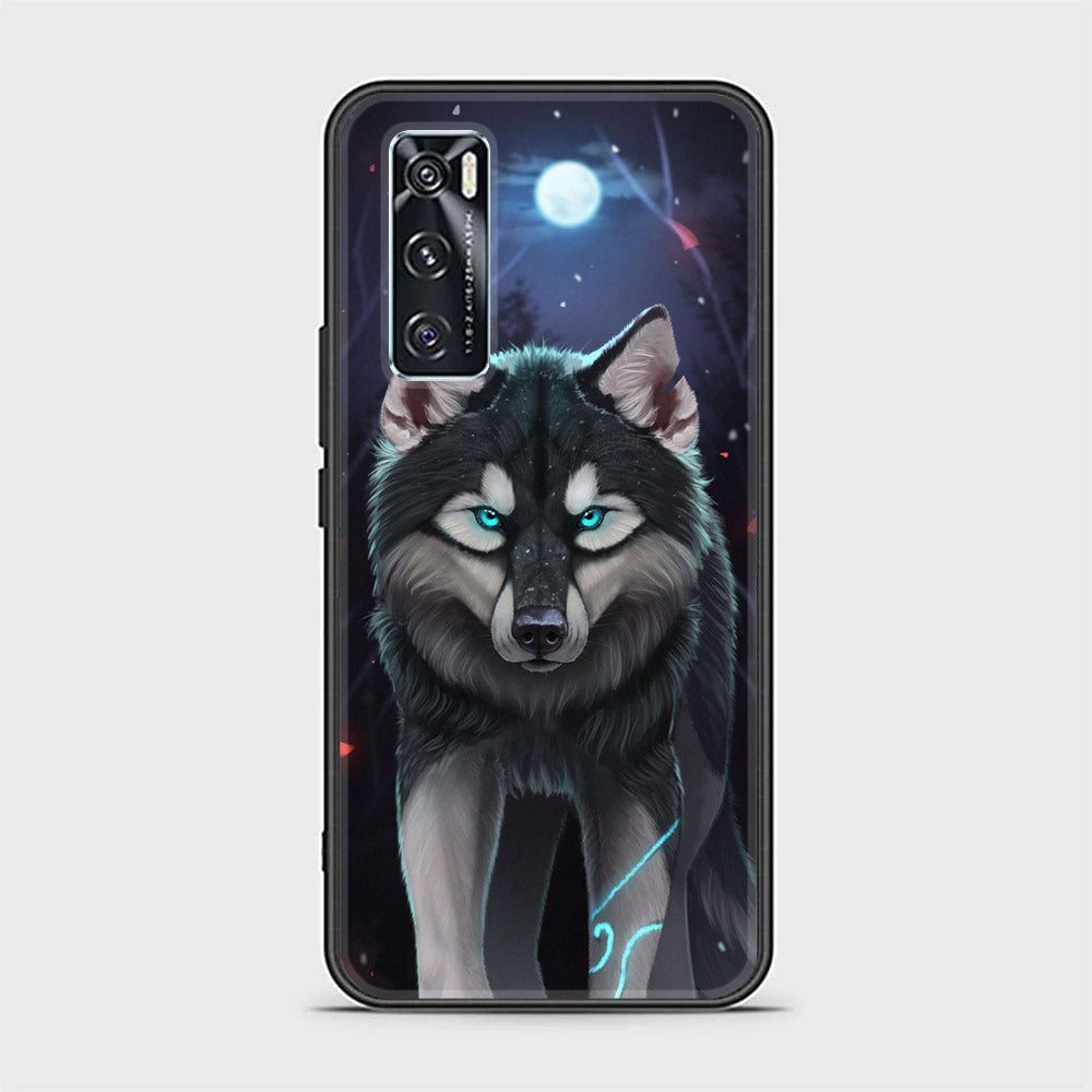 Vivo V20 SE Wolf Series Premium Printed Glass soft Bumper shock Proof Case