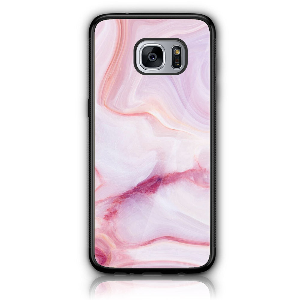 Samsung Galaxy S7 Edge - Pink Marble Series - Premium Printed Glass soft Bumper shock Proof Case
