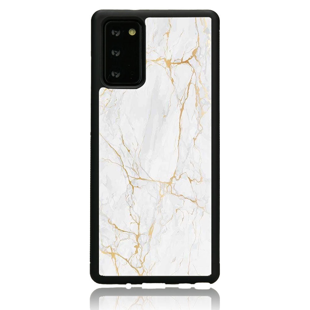 Samsung Galaxy Note 20 - White Marble Series - Premium Printed Glass soft Bumper shock Proof Case