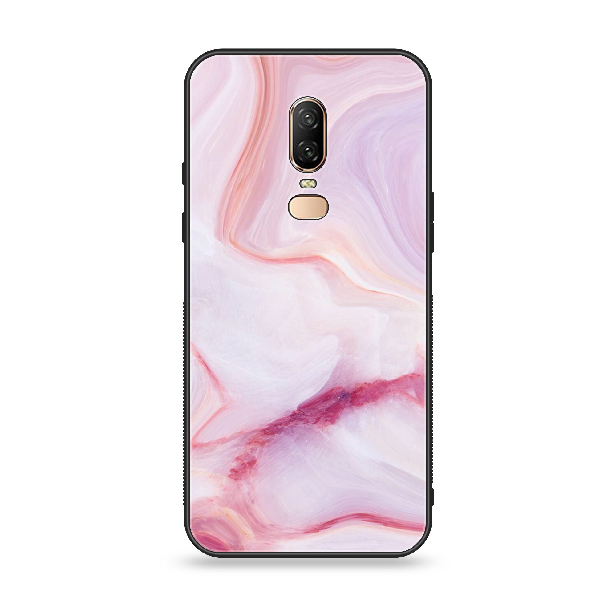 OnePlus 6 - Pink Marble Series - Premium Printed Glass soft Bumper shock Proof Case