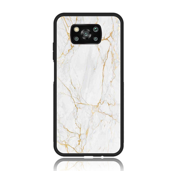 Xiaomi Poco X3 NFC -White Marble Series  Design 8 - Premium Printed Glass soft Bumper shock Proof Case CS-20305