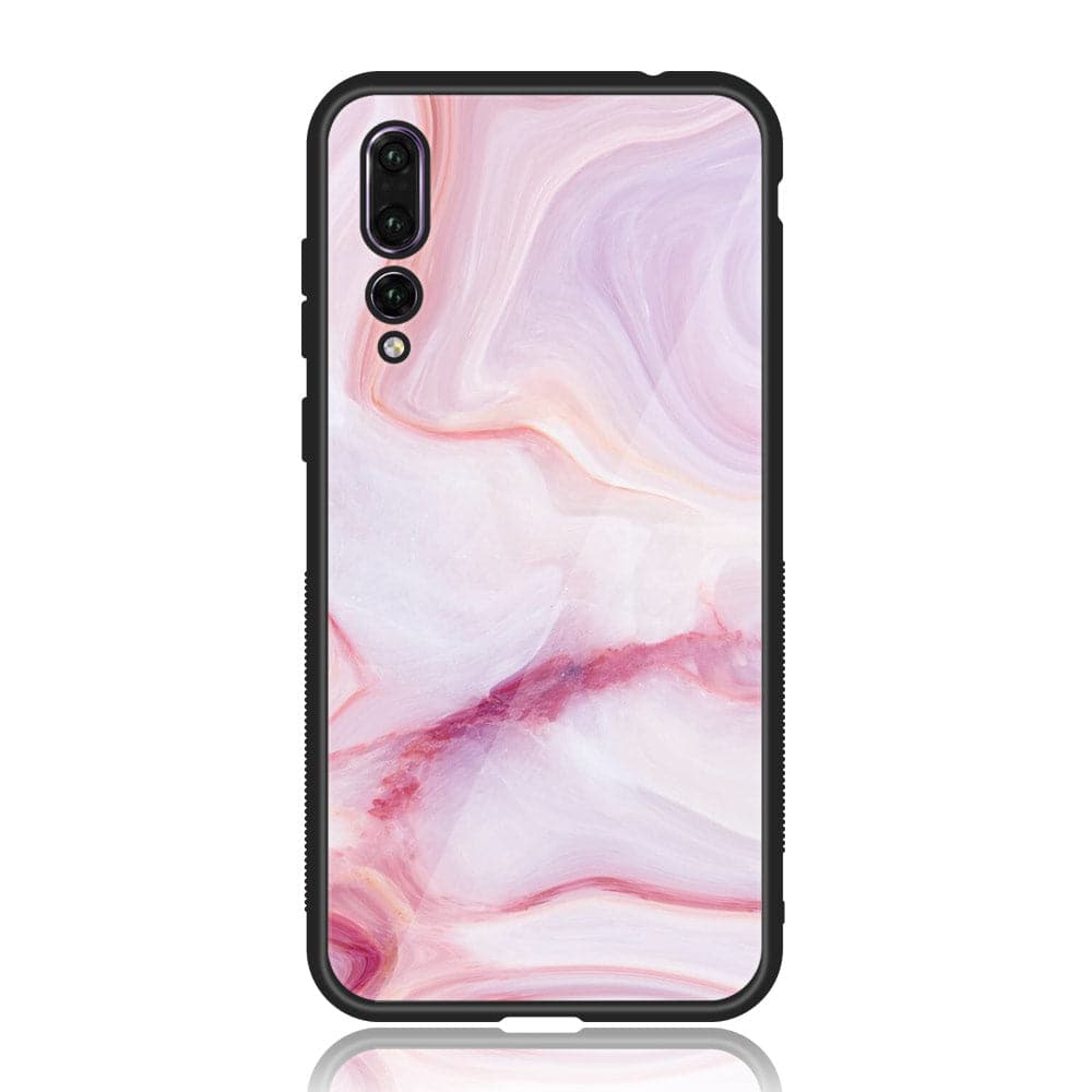 Huawei P20 Pro - Pink Marble Series - Premium Printed Glass soft Bumper shock Proof Case