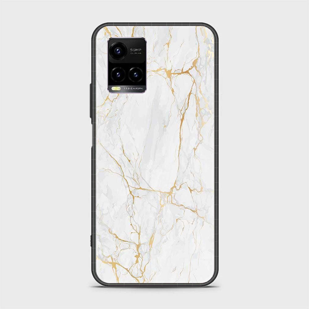 Vivo Y21 White Marble Series Premium Printed Glass soft Bumper shock Proof Case