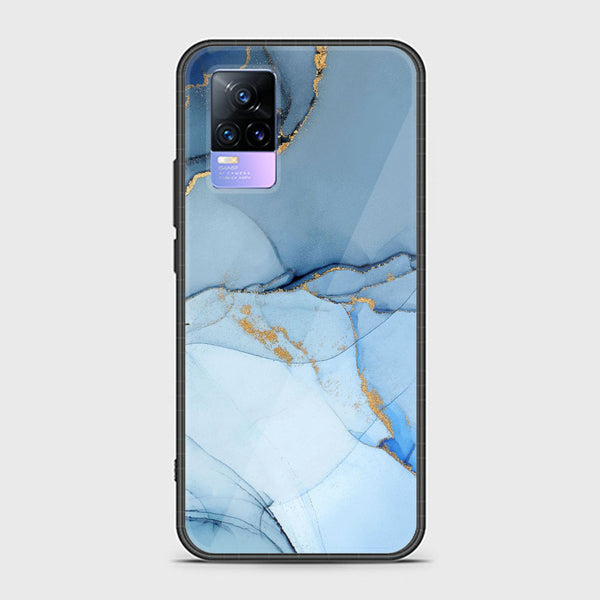 Vivo V21e - Blue Marble Design 8- Premium Printed Glass soft Bumper shock Proof Case CS-45940