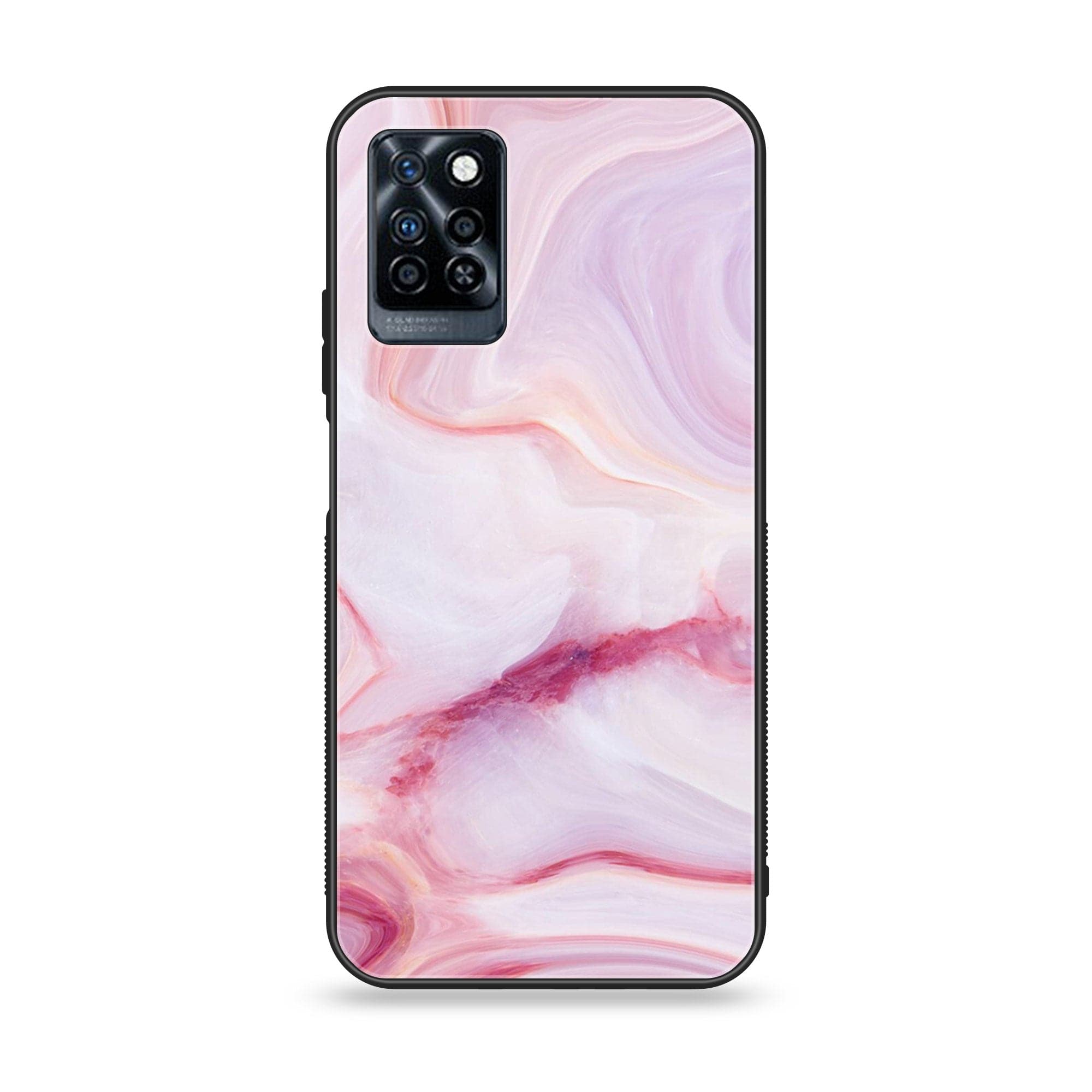 Infinix Note 10 Pro Pink Marble Series Premium Printed Glass soft Bumper shock Proof Case