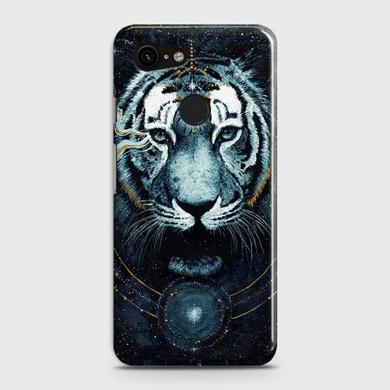 Google Pixel 3 -Vintage Galaxy Tiger Printed Hard Case with Life Time Colors Guarantee