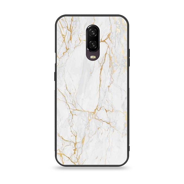 OnePlus 6T - White Marble Design 8 - Premium Printed Glass soft Bumper shock Proof Case CS-21079