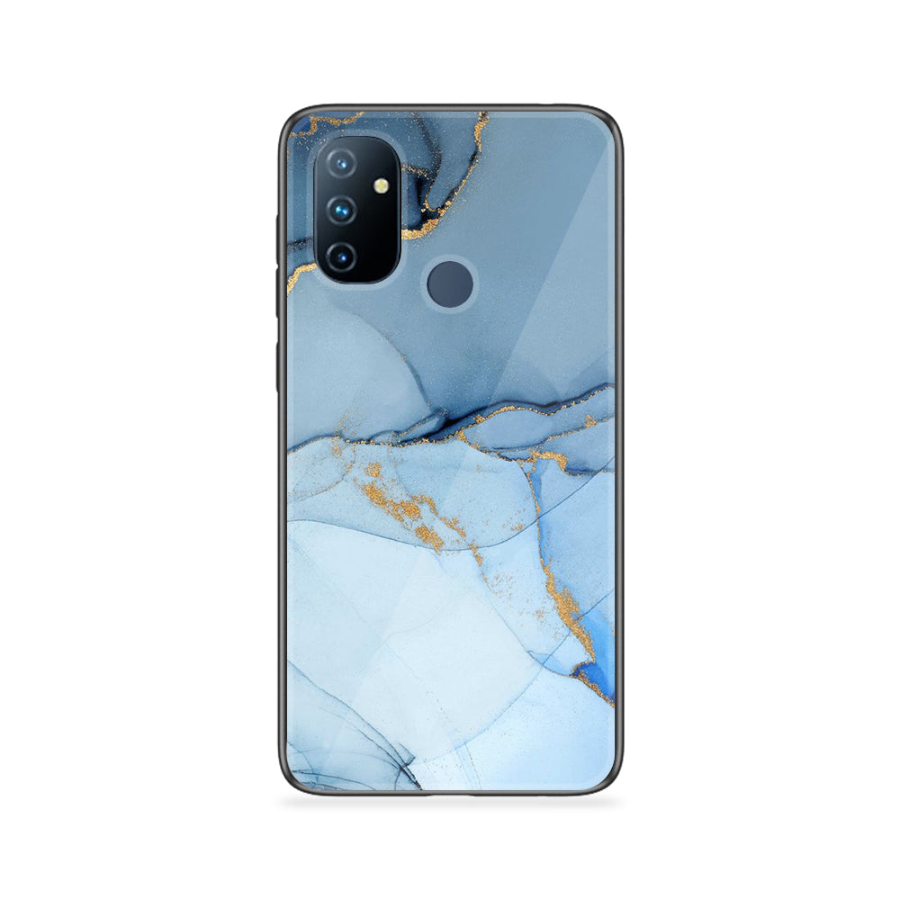 OnePlus Nord N100 Blue Marble Series Premium Printed Glass soft Bumper shock Proof Case