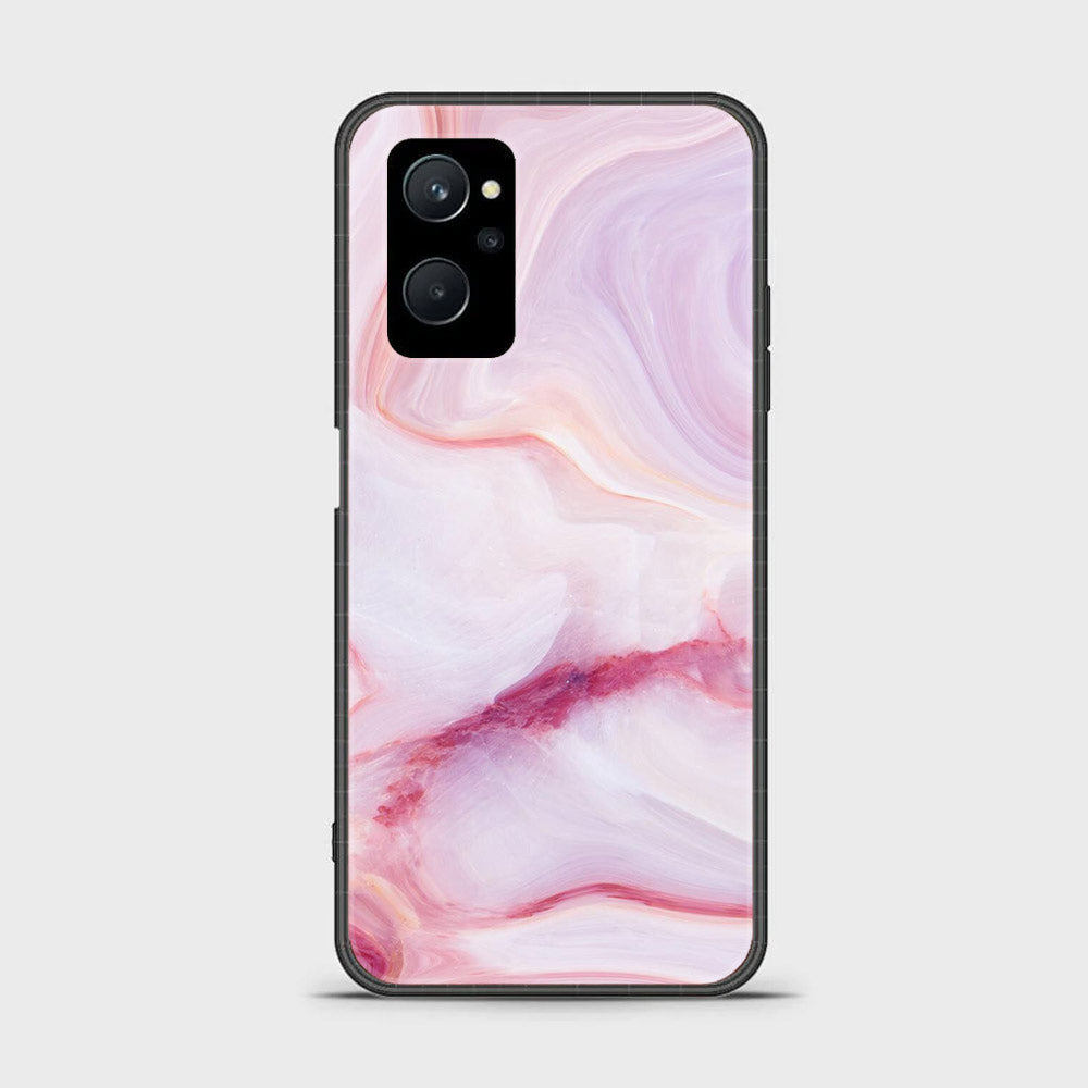 Realme 9i - Pink Marble Series - Premium Printed Glass soft Bumper shock Proof Case