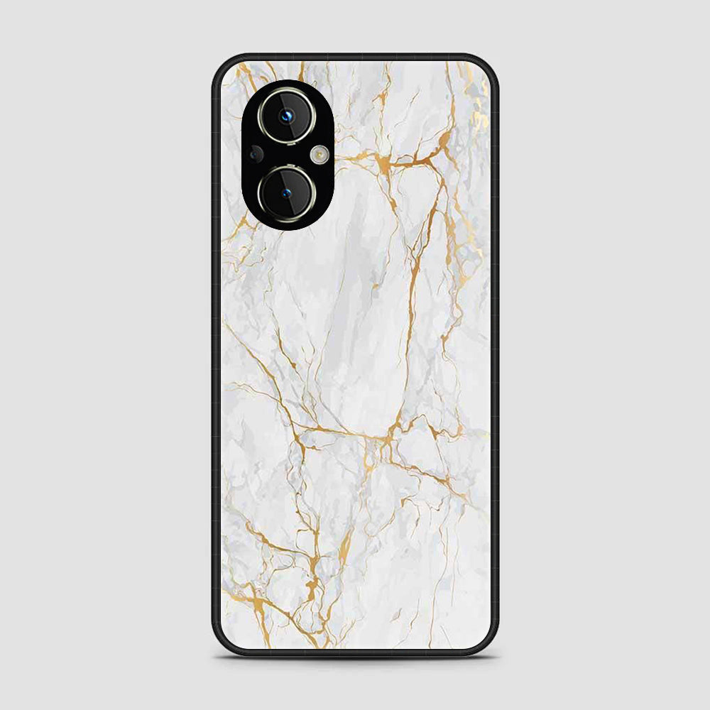 OnePlus Nord N20 5G- White Marble Series - Premium Printed Glass soft Bumper shock Proof Case