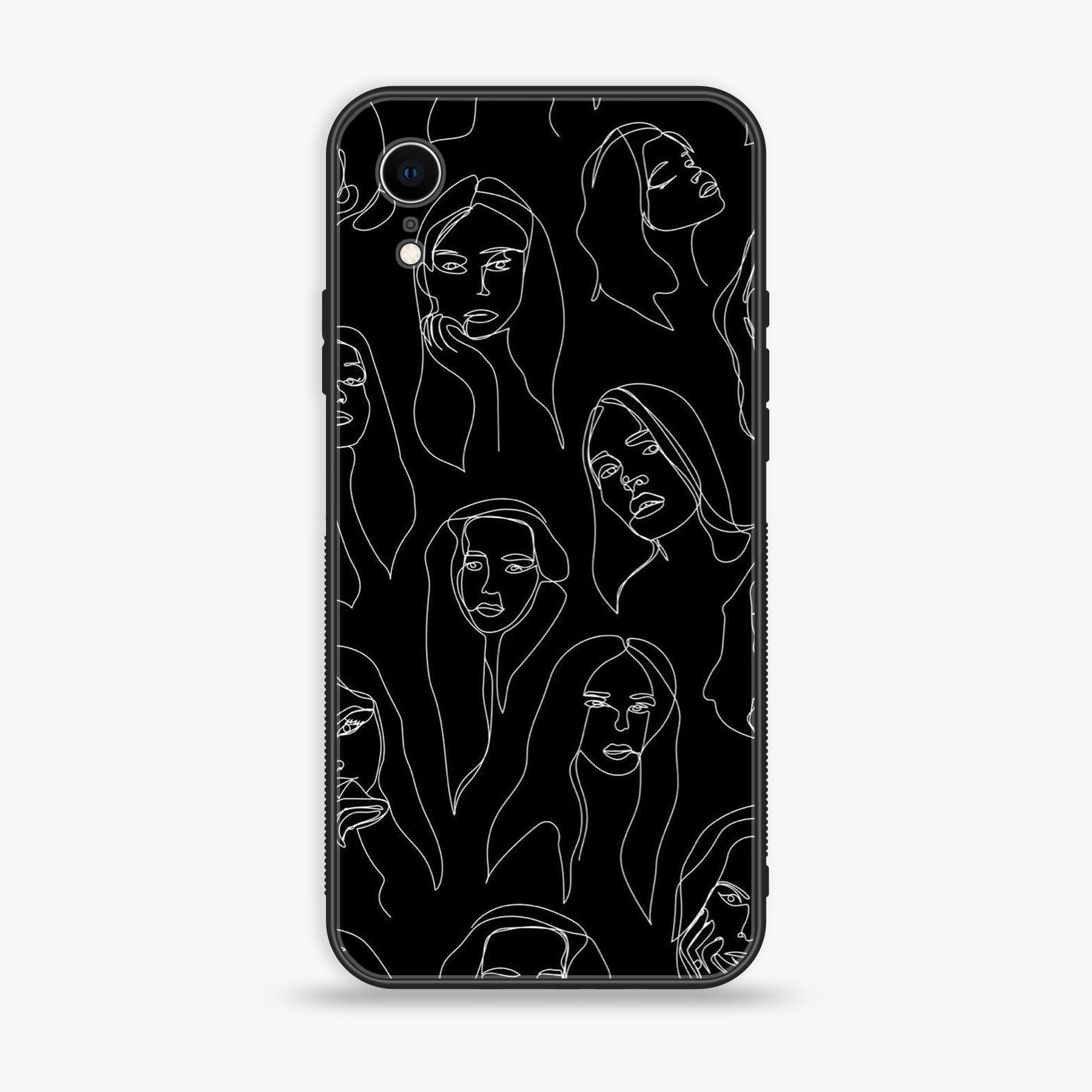 iPhone XR - Girl line  Series - Premium Printed Glass soft Bumper shock Proof Case