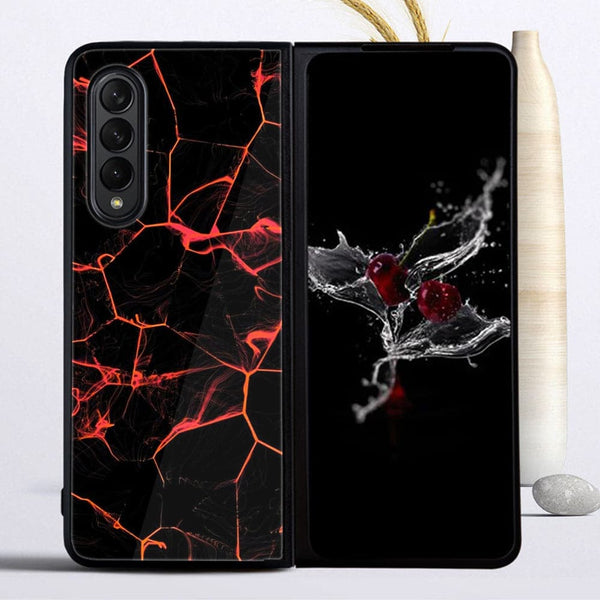 Galaxy Z Fold 3- Black Marble Design 8 - Premium Metal Printed soft Bumper shock Proof Case CS-36265