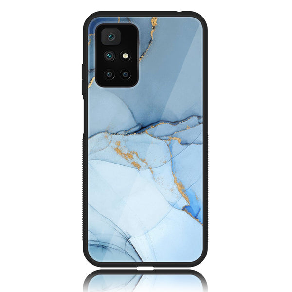 Redmi 10 - Blue Marble Design 8 - Premium Printed Glass soft Bumper shock Proof Case CS-17275