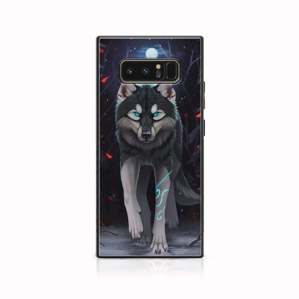 Galaxy Note 8 -Wolf Design 8 - Premium Printed Glass soft Bumper shock Proof Case CS-14588