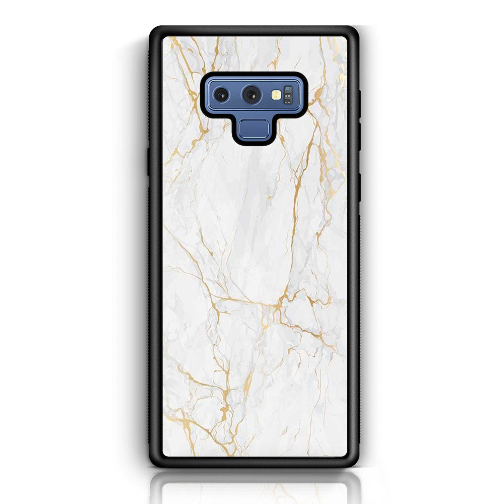 Samsung Galaxy Note 9 - White Marble Series - Premium Printed Glass soft Bumper shock Proof Case
