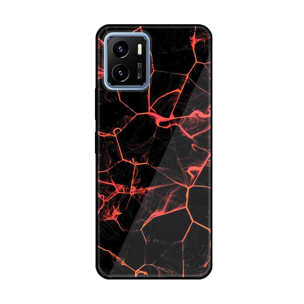 Vivo Y15a Black Marble Series Premium Printed Glass soft Bumper shock Proof Case