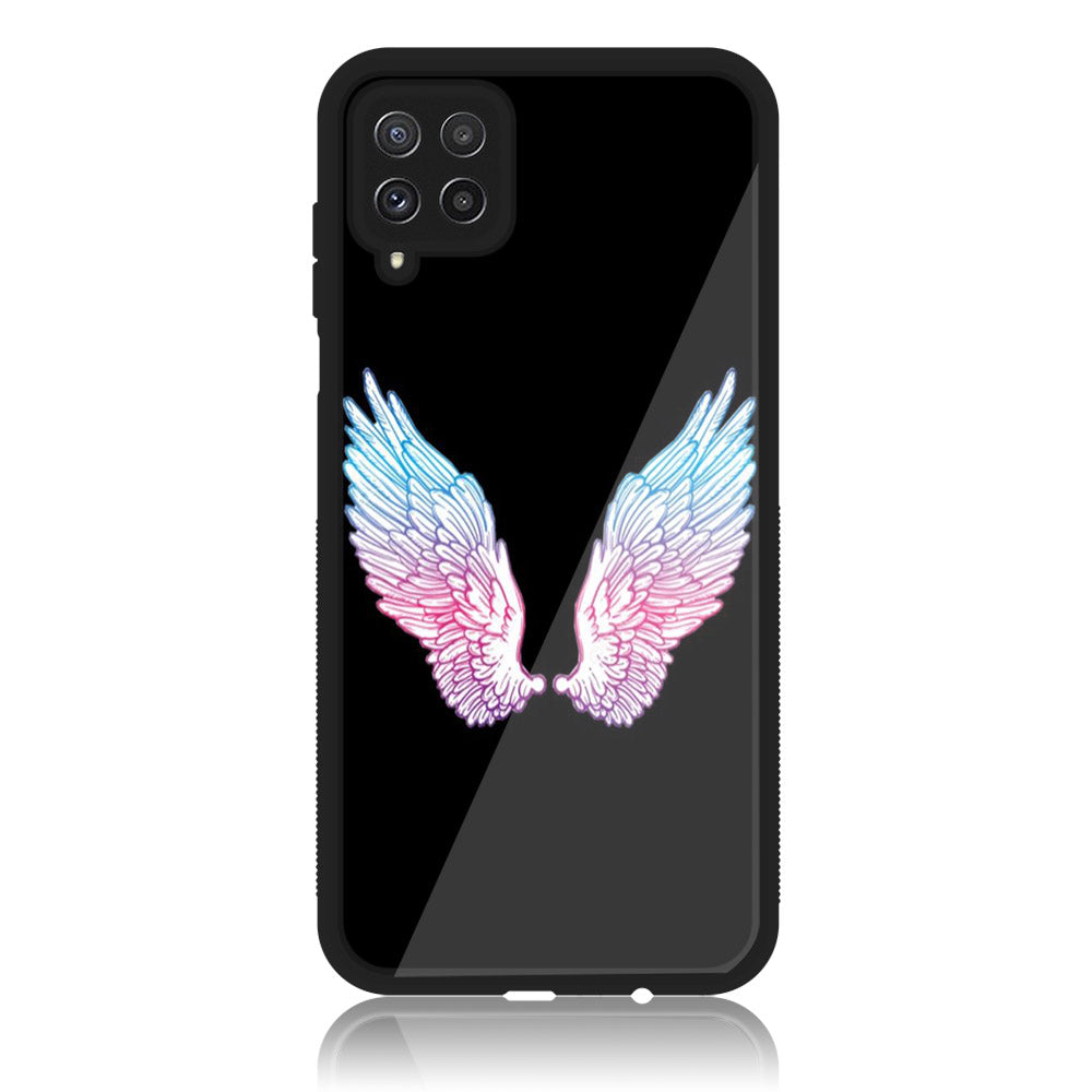 Samsung Galaxy A22 - Angel wings Series - Premium Printed Glass soft Bumper shock Proof Case
