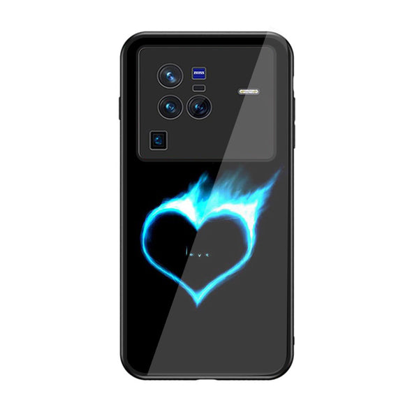 Vivo X80- Heart Series Design 9  - Premium Printed Glass soft Bumper shock Proof Case  CS-20254